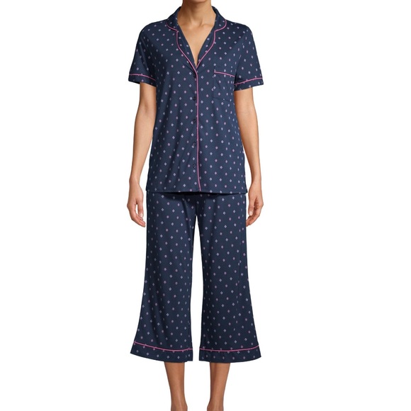 Traditional Short Sleeve Notch Collar Pajama Set - Picture 2 of 5